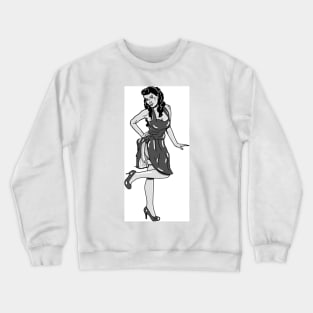 Pin up Girl in black and white Crewneck Sweatshirt